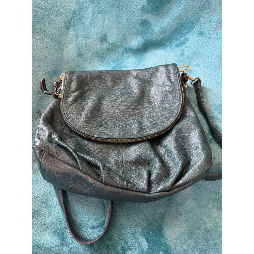 Emma‎ & Sophia Forest Green Pebbled Leather Slouchy Crossbody Bag Gold Hardware